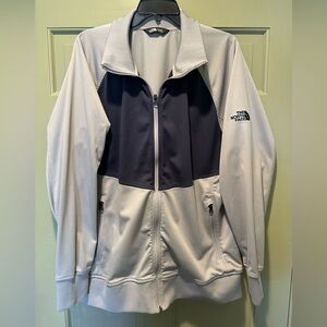 The North Face Grey and Blue Light Fleece Track Jacket